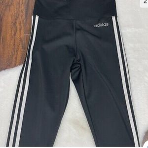 Adidas Leggings Small Black Striped Stretch Gym Athletic Workout Women's